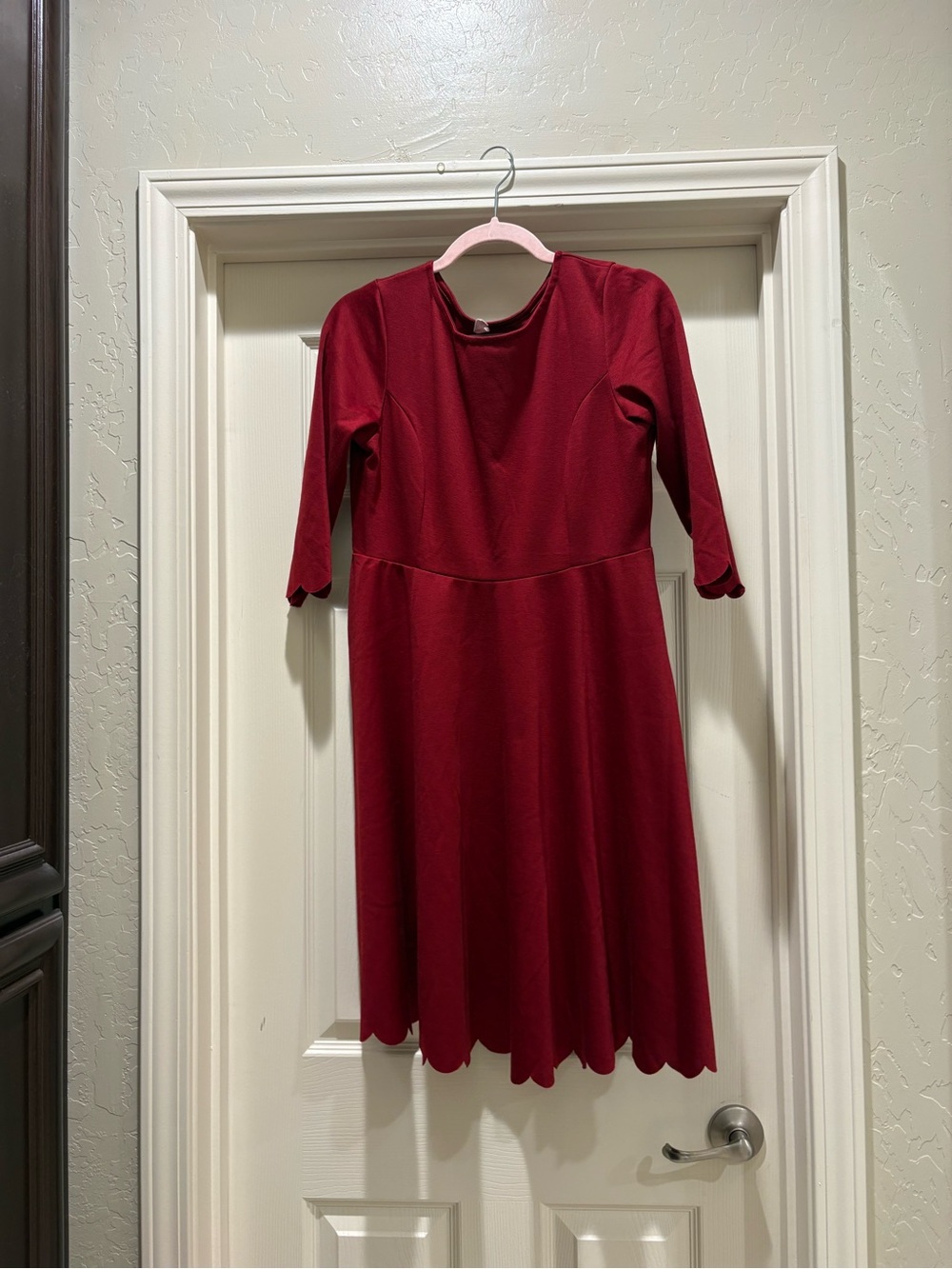 Red Scallop-Hem Fit & Flare Dress - Women